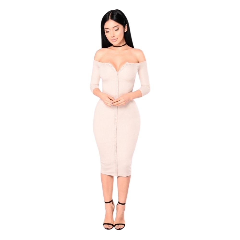 Tan Midi Dress From Fashion Nova